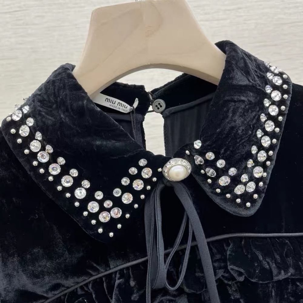 🚩steak authentic Miu Miu Black Velvet Dress - Picture 4 of 10